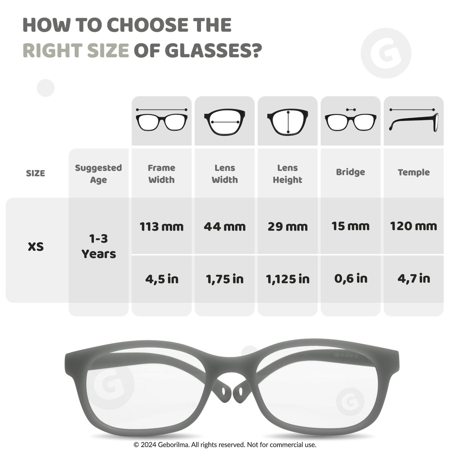 Kids Glasses Optical Frames 44-15-120 1203 Gray