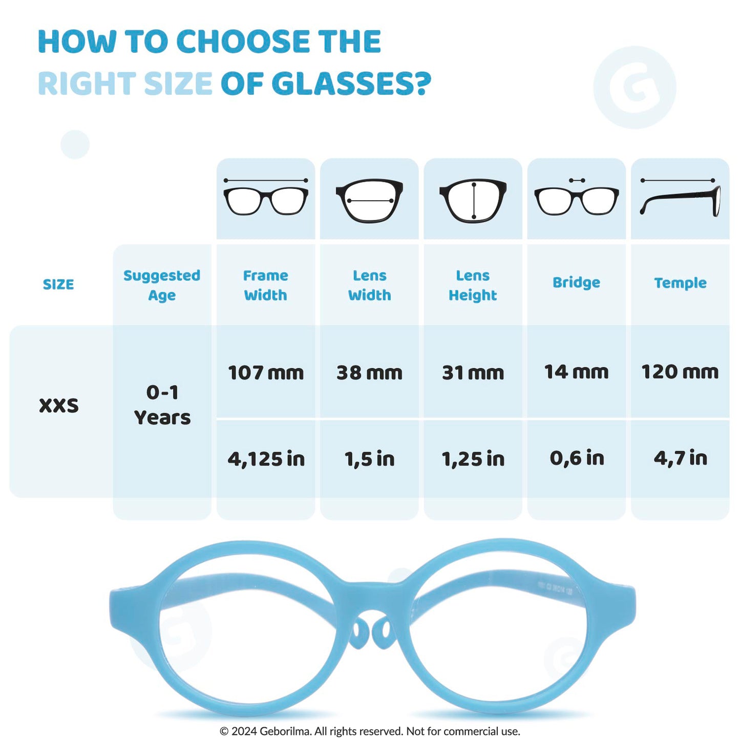 Kids Glasses Optical Frames 38-14-120 1151 Sky Blue