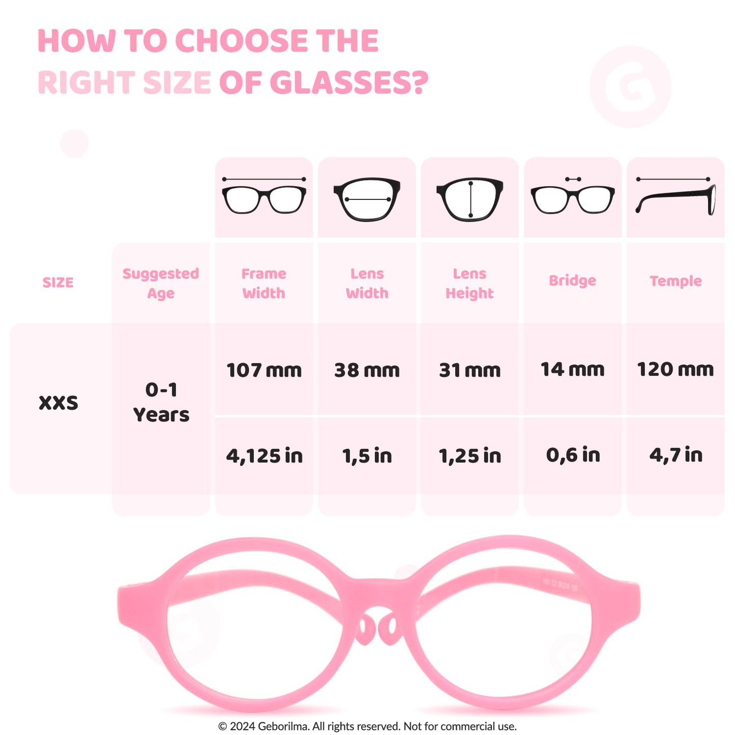 Kids Glasses Optical Frames 38-14-120 1151 Light Pink