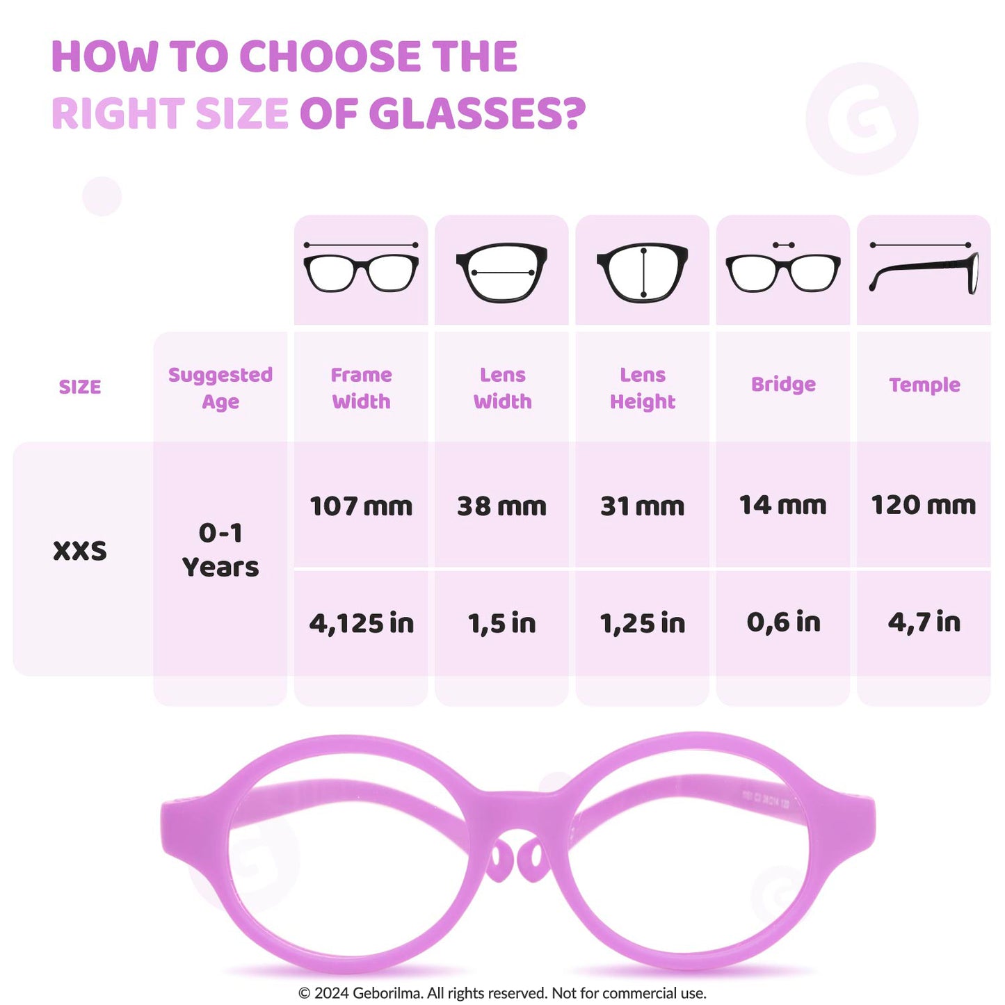 Kids Glasses Optical Frames 38-14-120 1151 Light Purple