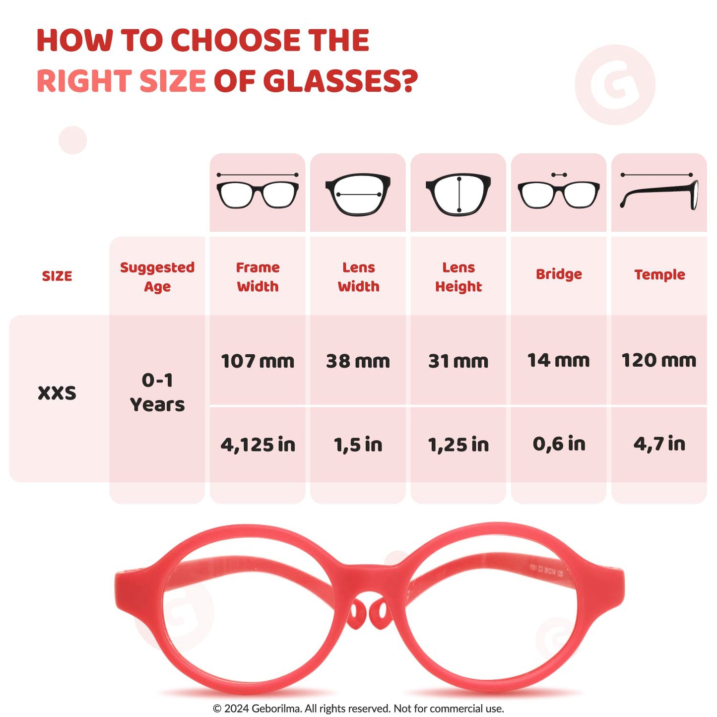 Kids Glasses Optical Frames 38-14-120 1151 Red