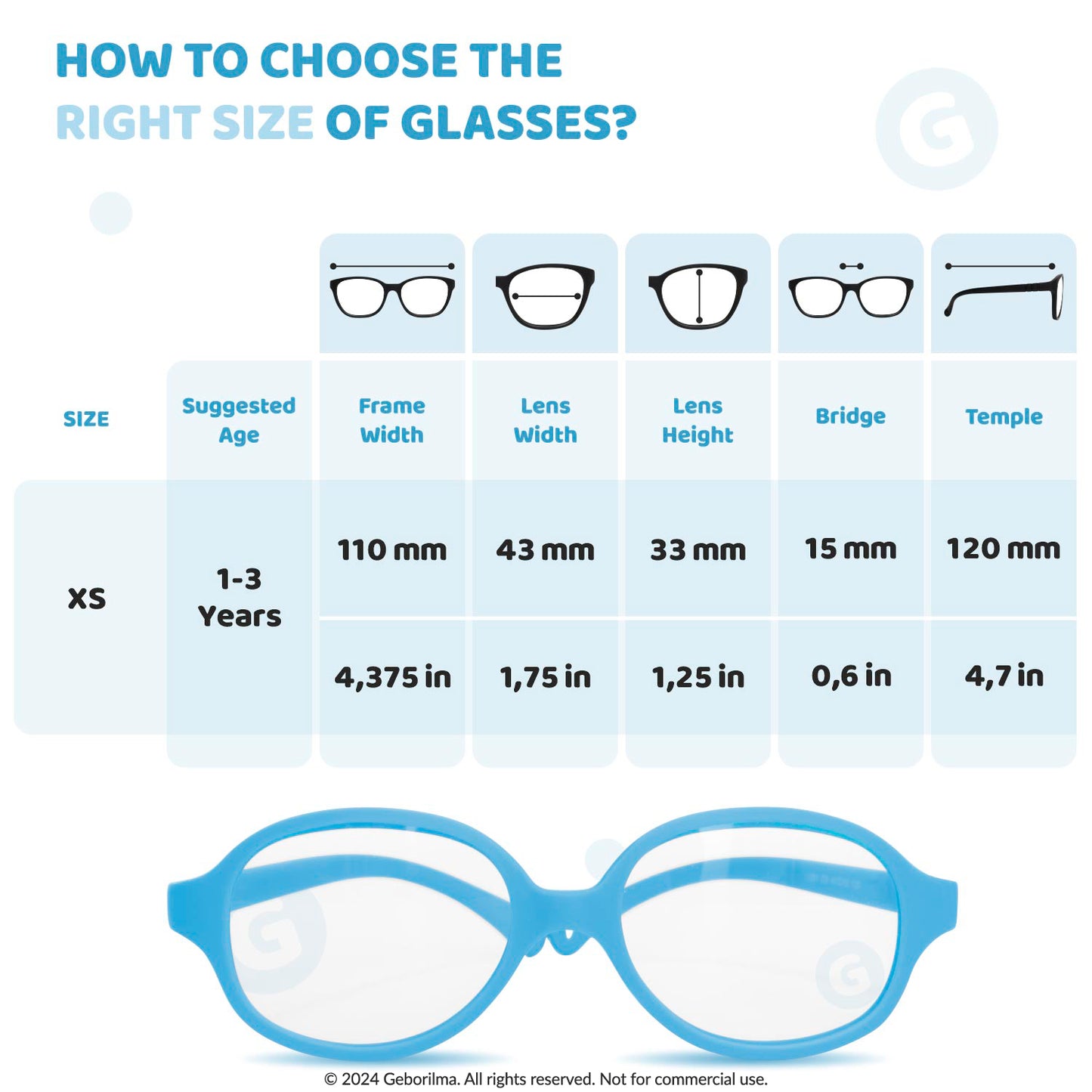 Kids Glasses Optical Frames 43-15-120 1201 Sky Blue