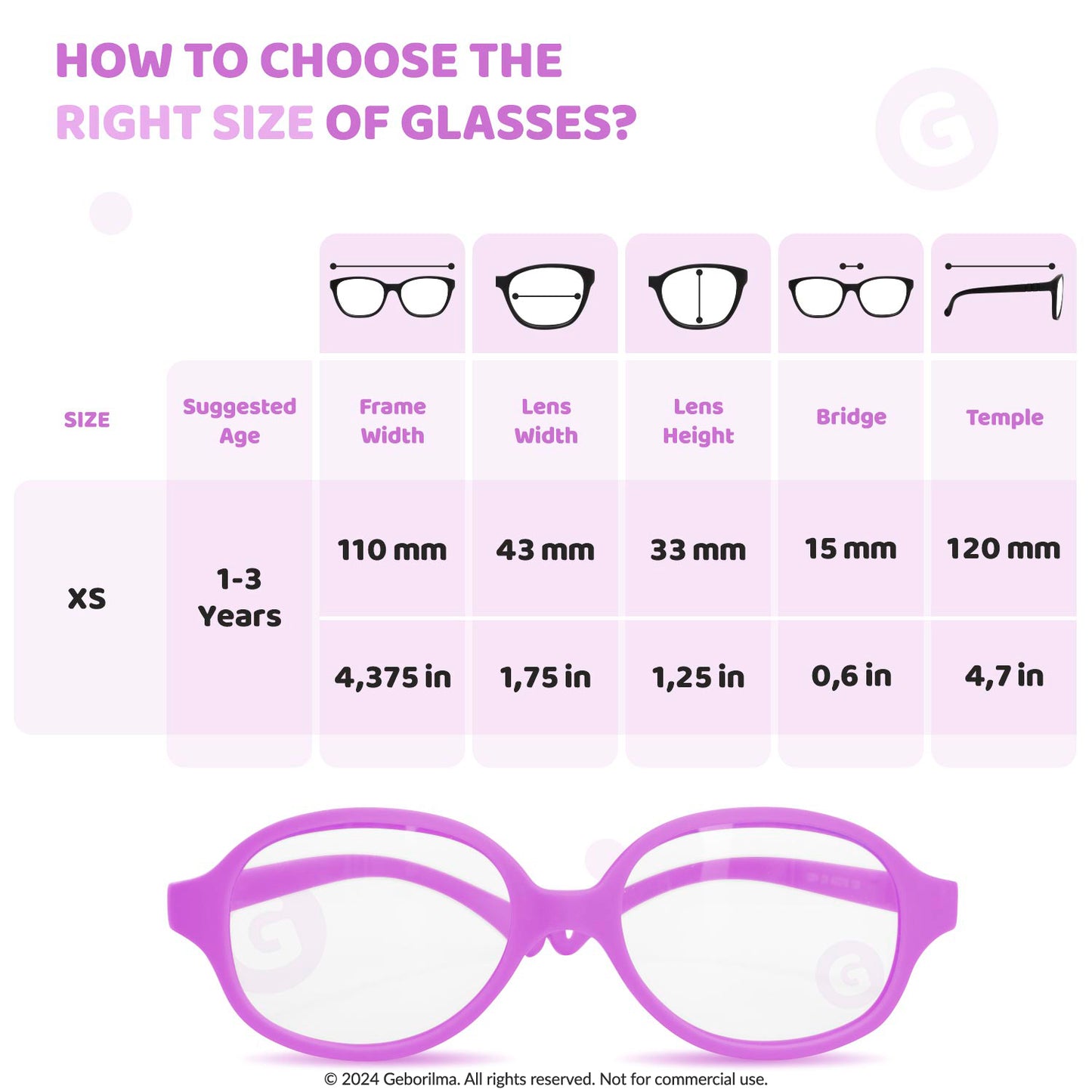 Kids Glasses Optical Frames 43-15-120 1201 Light Purple