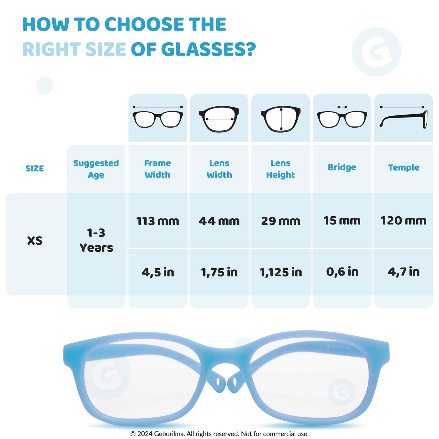 Kids Glasses Optical Frames 44-15-120 1203 Sky Blue