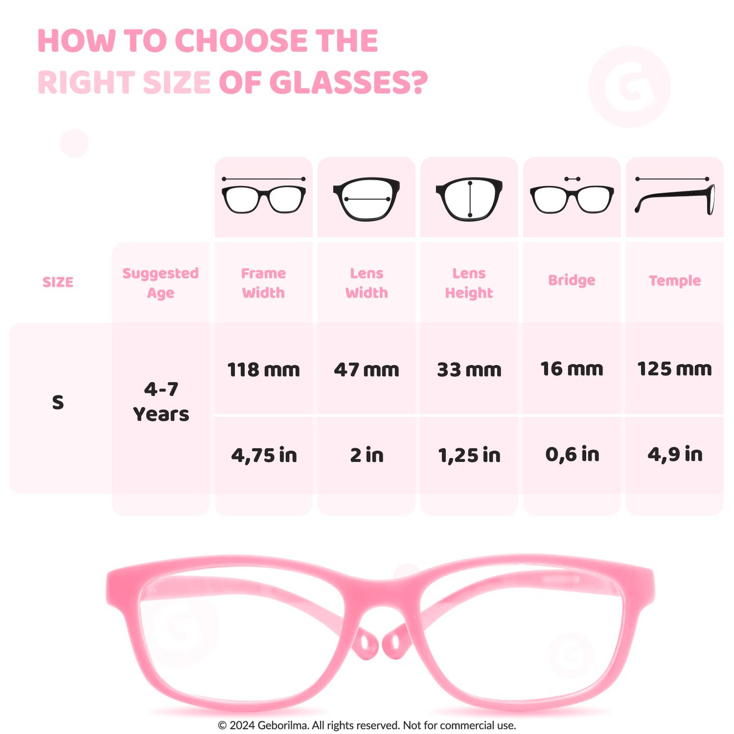 Kids Glasses Optical Frames 47-16-125 1252 Light Pink