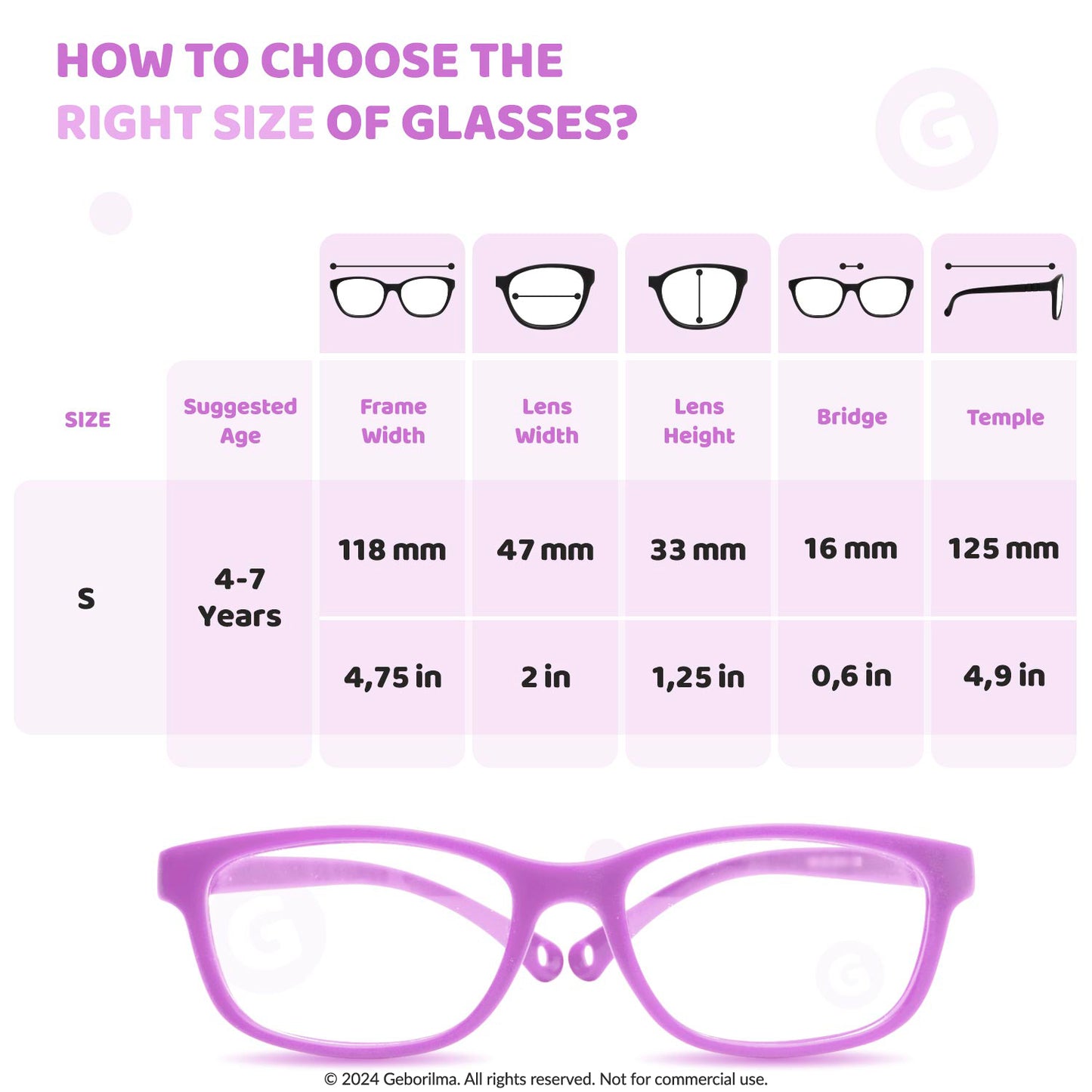 Kids Glasses Optical Frames 47-16-125 1252 Light Purple