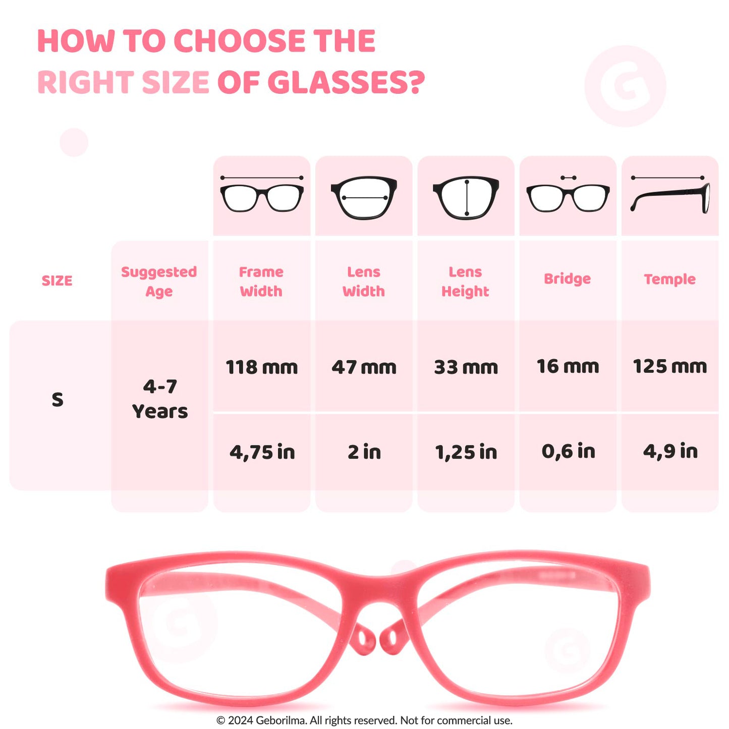 Kids Glasses Optical Frames 47-16-125 1252 Rose